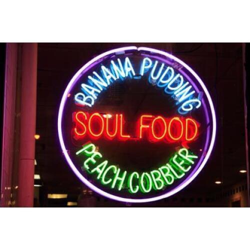 NEON SIGN soul food banana pudding peach cobbler REAL GLASS BEER BAR PUB display Light Signs Signboard Store Shops 18*18"
