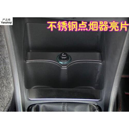 Stainless steel 2pcs/lot cigarette lighter decorating sequins stickers Car Styling for Skoda 2014-2017 Rapid / Rapid Spaceback