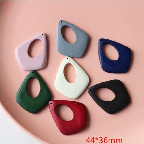 New style 60pcs/lot color print geoemtry Water drop shape wood beads diy jewelry earring/garment accessory