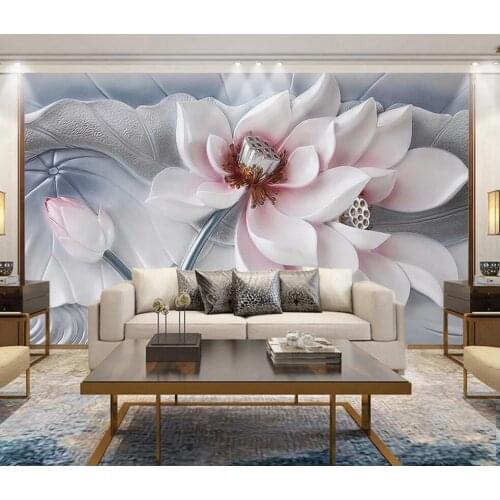 Wallpaper Lotus Flower Mural Wall Painting for Living Room Bedroom Home Wall Decor Frescoes Wall Murals Decorative Painting