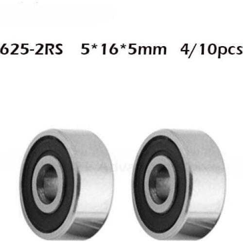 625RS Bearing ABEC-1 ( 4/10 PCS ) 5*16*5 mm Miniature Sealed 625-2RS Ball Bearings 625 2RS For VORON Mobius 3D Printer