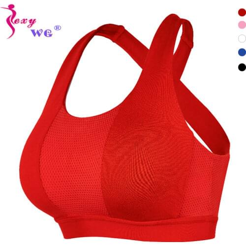 SEXYWG Professional Sports Bra Cross-back Vest Breathable Mesh Top Fitness Women Running Sport Bh Yoga Shirt Bra Gym Brassiere