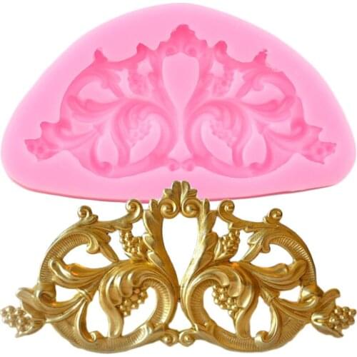 Baroque Scroll Relief Silicone Mold Chocolate Fondant Cake Border Decorating Tools DIY Cupcake Topper Molds Candy Resin Moulds