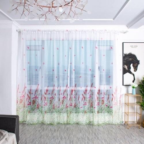 Window Curtains Tree Butterfly Household Decor Curtain Tulle Treatment Voile Drape Valance Panel Fabric Window Curtain 100x200cm