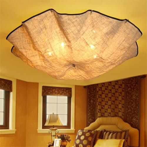 Nordic parachute shade fabric ceiling lights modern bedroom living room Japanese dining room hotel linen ceiling lamps lighting