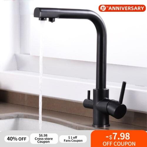 SOGNARE Kitchen Faucet Deck Mounted Water Filter Tap Three Ways Sink Mixer 3 Way Mixer Water Sink Faucet Solid Brass Kitchen Tap