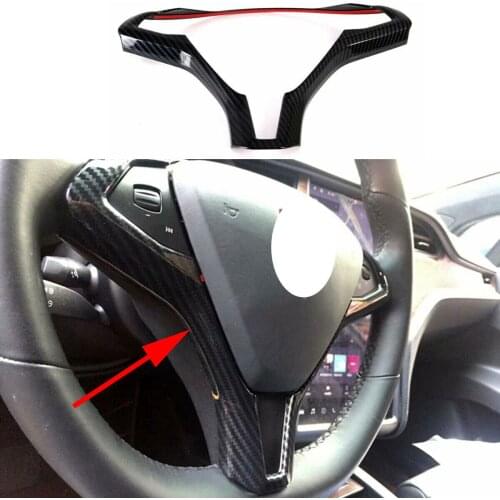 Car Carbon Fiber Styling Steering Wheel Frame Sticker Sequins Cover Fit For Tesla Model X S 2016 2017 2018 2019 Protector Trim