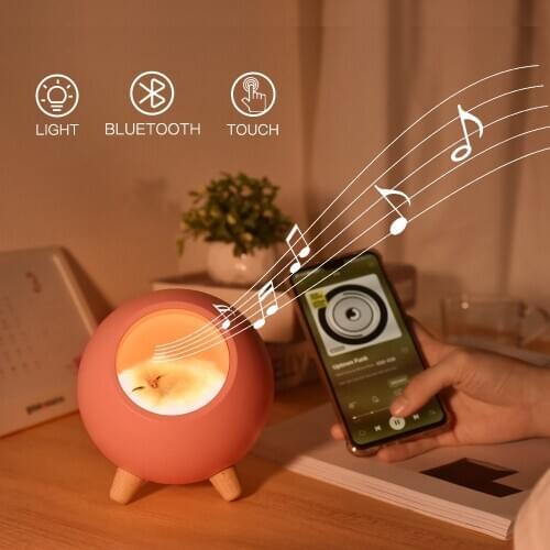 Touch Sensor Led Night Light Cute Cat Bluetooth Speaker Music Night Lamp Desk Table Girl Gift Room Lampada USB Rechargeable