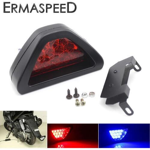 Motorcycle LED Strobe Triangle Brake Stop Signal Light Red Blue Universal for Street Bike Honda Kawasaki Yamaha Ducati Aprilia