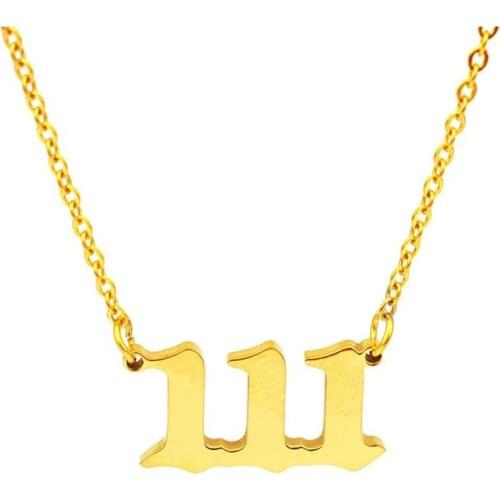 Stainless Steel Jewelry for Women Men Angel Number Necklace 222, 888, 777, 999, 111, 333, 555, 666 Charm Devil #49F-39F