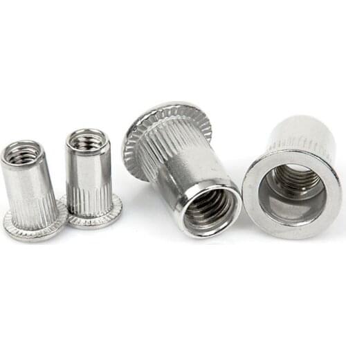 Rivet Nut 304 Stainless Steel M4 M5 M6 M8 M10 Rivnut Flat Head Threaded Rivet Insert Nutsert Cap Perforated Rivet Nuts
