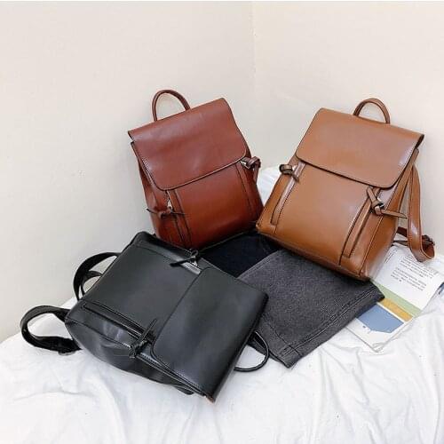 Pu Leather Women Backpack Fashion Solid Color Shoulder Bag For Girls Anti-theft Travel Backbag Mochilas Female Rucksack Bagpack