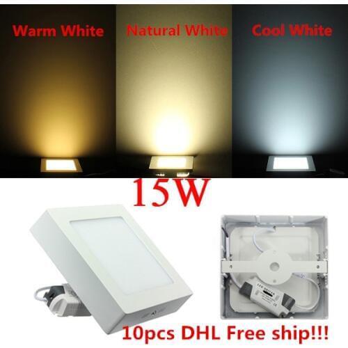 DHL Free Shipping 10pcs 15W Surface Mounted LED Panel Ceiling Light Down Light with driver warm white/white/cold white led lamp