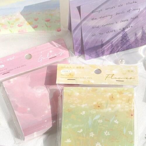 100sheets Aesthetic Portable Memo Pad Notebooks Diaries Scrapbooking Material Personality Korea Stationery School Supplies