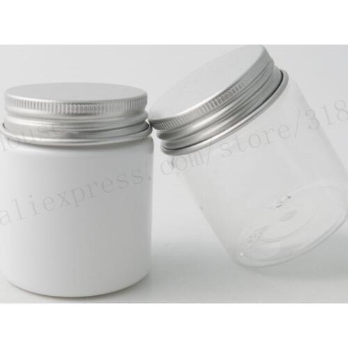 100pcs/lot 50g Clear White PET Cream Jar With Aluminum Lids Transparent PET Seal 50cc Cosmetic Container Opening 37mm