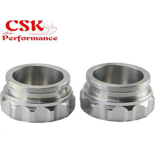 2Pcs 2" 50.8mm Aluminium Weld On Filler Neck And Cap Oil, Fuel, Water Tank Black /Silver