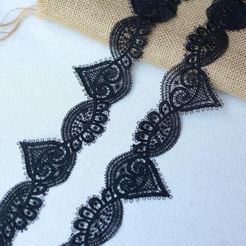 5.5cm wide-5yards/lot Diy Craft Delicate Black Water soluble Embroidered Lace Trim Venise Lace Trim ,Vintage Lace