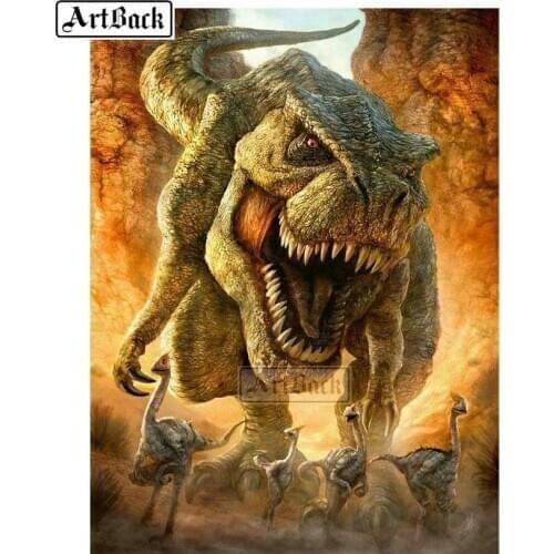 5D Diamond Painting Kit - Dinosaur Full Square Drill Diamond Embroidery Rhinestone 3d Mosaic Decorative Painting Gift