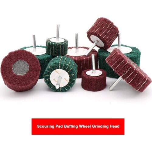 6MM Shank Non-woven Flap Sanding Wheel Fiber Abrasive Scouring Pad Polishing Grinding For Metal Cleaning Head Nylon