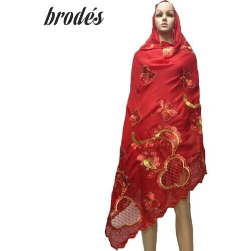 African Dubai Muslim Fashion Scarf CottonPashmina Hijab For Pray Emroider Ring Diamond Shawl Wrap Chemical Lace Stole Headband