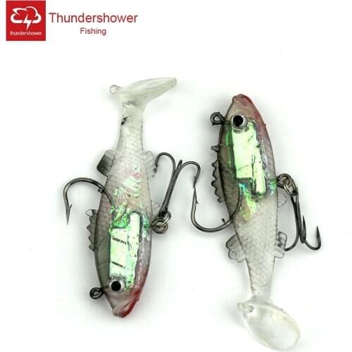 Big Sale 2pcs Fishing Tackle Saltwater Artificial Fish Fishing Lure With Steel Hooks 3D Eyes Jig Head Lure Soft Lure 8.5cm 17.5g