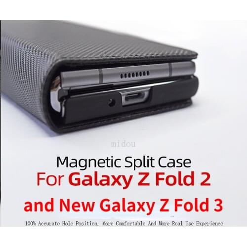 Magnetic attraction Split fold Case For Galaxy Fold 2 Case Case for Galaxy Z Fold2 5G Leather Flip Case Mobile Phone Shell