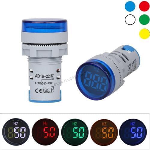 22MM 20-75Hz Digital Display Frequency Meter Hertz Meters Round Square LED lndicator Signal Light Monitor Tester Gauge