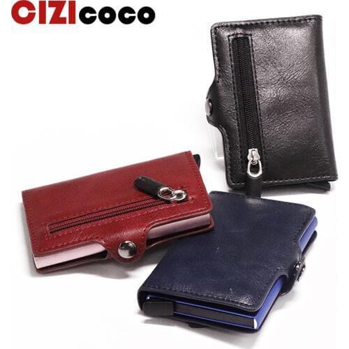 Cizicoco RFID Anti-theft Credit Card Holder Thin ID Card Holder Unisex Automatically Solid Metal Bank Card Wallet Business Mini