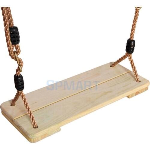 Kids Indoor Outdoor Wooden Flat Swing Seat Backyard Garden Fun Playground Swingset Toy