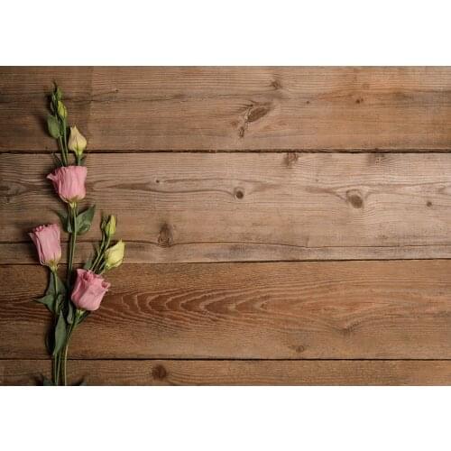 Wooden Plank Board Eustoma Photography Backgrounds Photocall Customized Photo Studio Backdrop for Children Baby Famiy Photophone