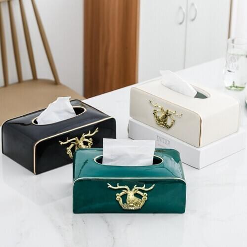Tissue Box Ceramics Removable Organizer Paper Rack For Livingroom Bathroom Useful Waterproof Paper Holder Creative Wedding Gifts