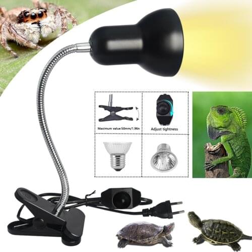 Reptile Heating Lamp, with Bracket UVA UVB Lighting Lamp with 360° Rotatable Clip and Power Adapter, Suitable for Lizard Turtle