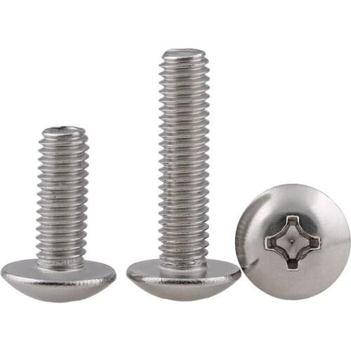 M6-M8 304 Stainless Steel Large Flat Head Machine Wire Large Flat Head Machine Screw TM Cross-slot Mushroom Head Screw 10Pcs