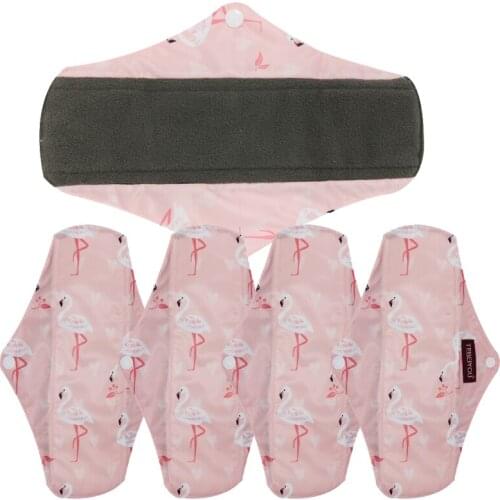 New Reusable Sanitary Menstrual Pad Waterproof Charcoal Bamboo Panty Liner Pad Feminine Period Cloth Pads