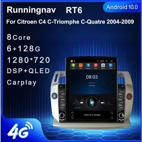 9.7" Android 10.1 For Citroen C4 C-Triomphe C-Quatre 2004-2009 Tesla Type Multimedia Car Radio Player Navigation GPS No DVD