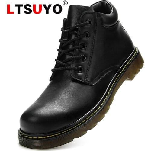 Mens high-top leather Martin boots, high-end British handmade leather boots, autumn and winter outdoor motorcycle boots
