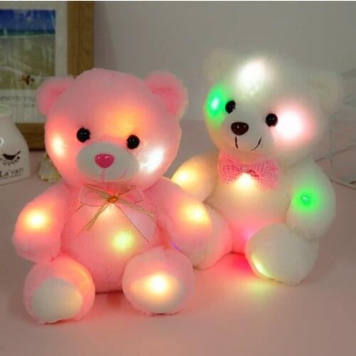 Stuffed Animals Bear LED Flash Light Plush Luminous Cute Bear Panda Doll Plush Toy Kid Gift