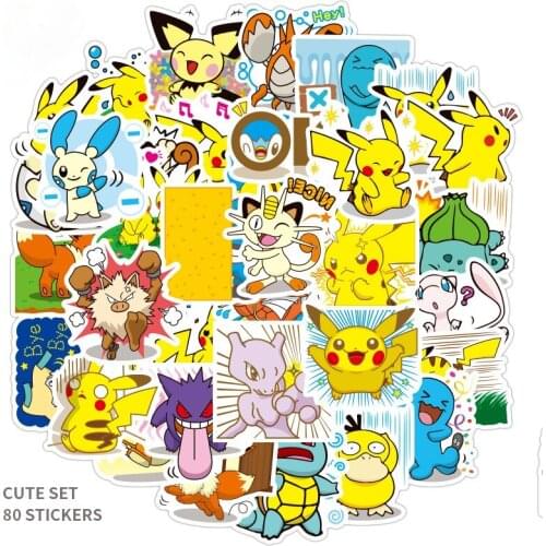 Pokemon Pikachu Graffiti Stickers Anime Cartoon Cute Style Characters Suitcase Laptop Scooter Car Decoration Sticker Pack Gift