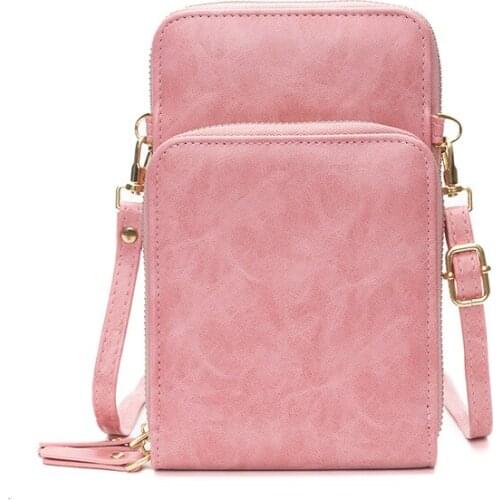 New Small Pure Fresh Mobile Phone Bag Multi-card Long Purse Versatile Women Shoulder Cross-body Bag PU Cute Mini Bags DSMA009