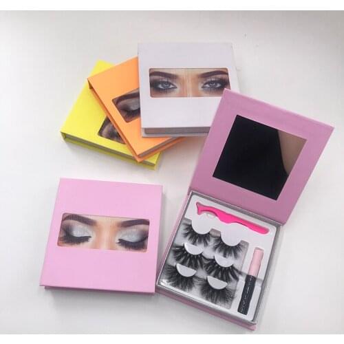 New arrival ladies' eyelash makeup magic eyes set lashcases hold mink eyelashes tweezers lash glue lash boxes 3pairs lash books