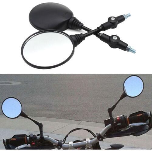 Nuoxintr Black Universal Aluminum Motorcycle Rearview Mirror Motocross Side Mirrors Moto 8mm 10mm for Kawasaki Honda Yamaha