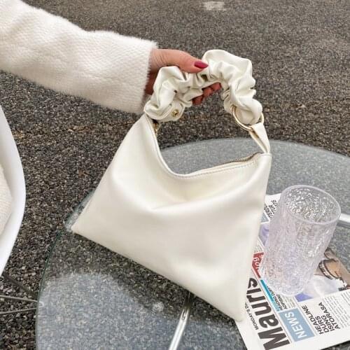 Casual PU Leather Pleated Handle Shoulder Purse Retro Fold Women Totes Crossbody Bag Portable Street Travel Shopping Handbags