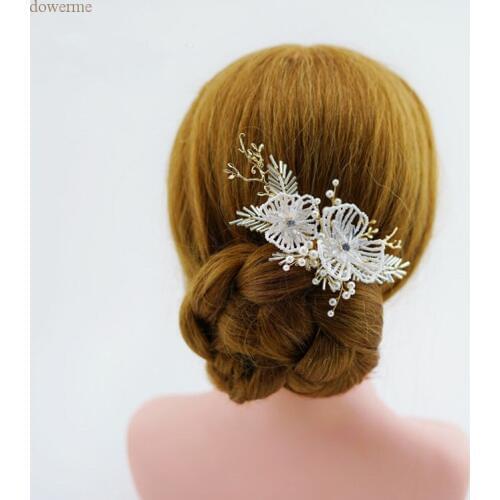 Beaded Floral Bridal Hair Clip Jewelry Pearls Wedding Hair Comb Accessories Handmade Women Barrettes