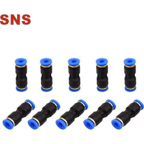 SNS SPU Series 10 Pack Plastic Straight Union Pipe Tube Fitting Straight Pneumatic Connector