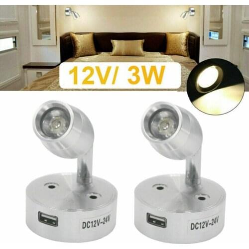 2x 12V LED Interior Spot Reading Light Camper Van Caravan Boat Touch Switch USB Lamp Decoration Eco-friendly And Durable