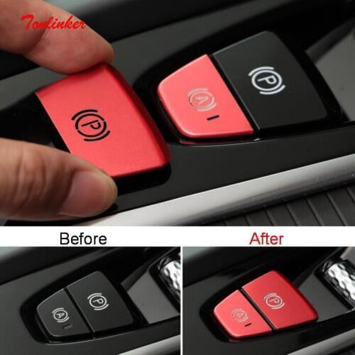 Tonlinker Interior Electronic handbrake Cover Stickers for VOLVO XC60 90 S90 2018-20 Car Styling 2 Pcs Aluminum Cover stickers