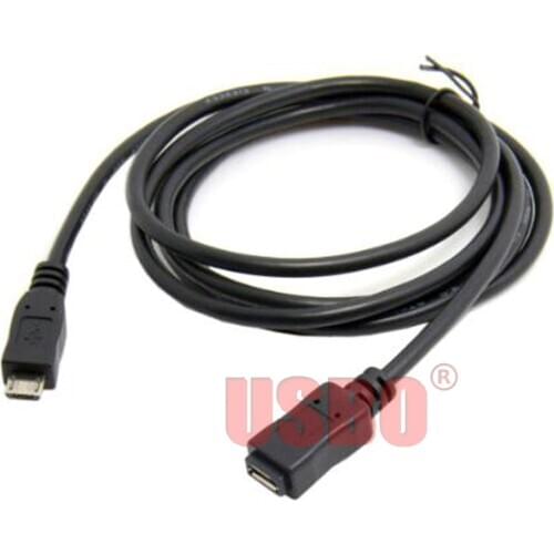 High quality black 0.5M 1.5M Micro USB male to female data extension cable charging cable Straight elbow optional