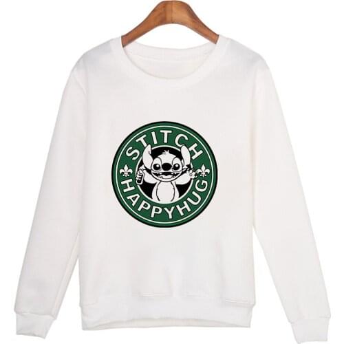 Diseny Women Sweateshirt Autumn And Spring Female Tops Loose Cartoon Stitch Print Bottoming Women Shirt Dropship Long Shirts