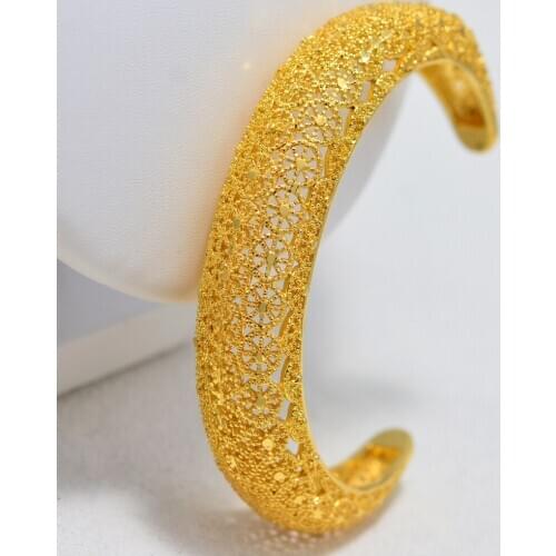 1pcs Dubai Arab Wedding Bracelet Bangles for Women Girl Indian Gold Bracelets&Bangles Copper Ball Cuff Bangles Bridal Jewelry