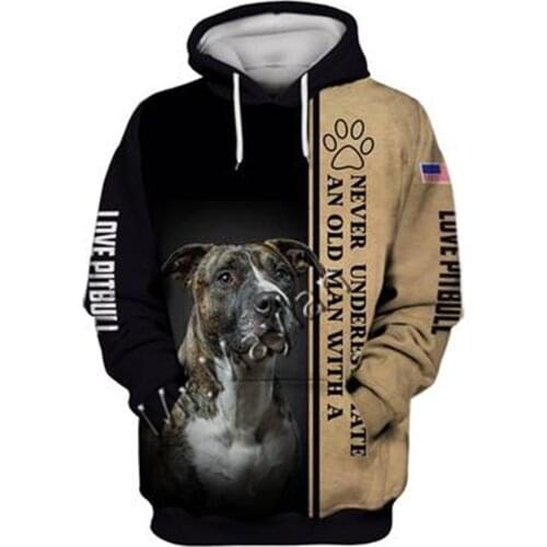 2021 Fashion Animal Pit Bull 3D Printed Hoodie Men Women Casual Pet Dog Designs Hooded Oversized Hooded Coat Drop Shipping WQ-38